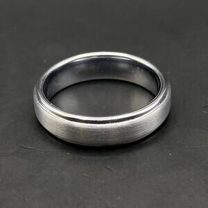 Tungsten Carbide Mens Wedding Band Ring Shiny Bevel Brushed 6mm Wide Size 10.5